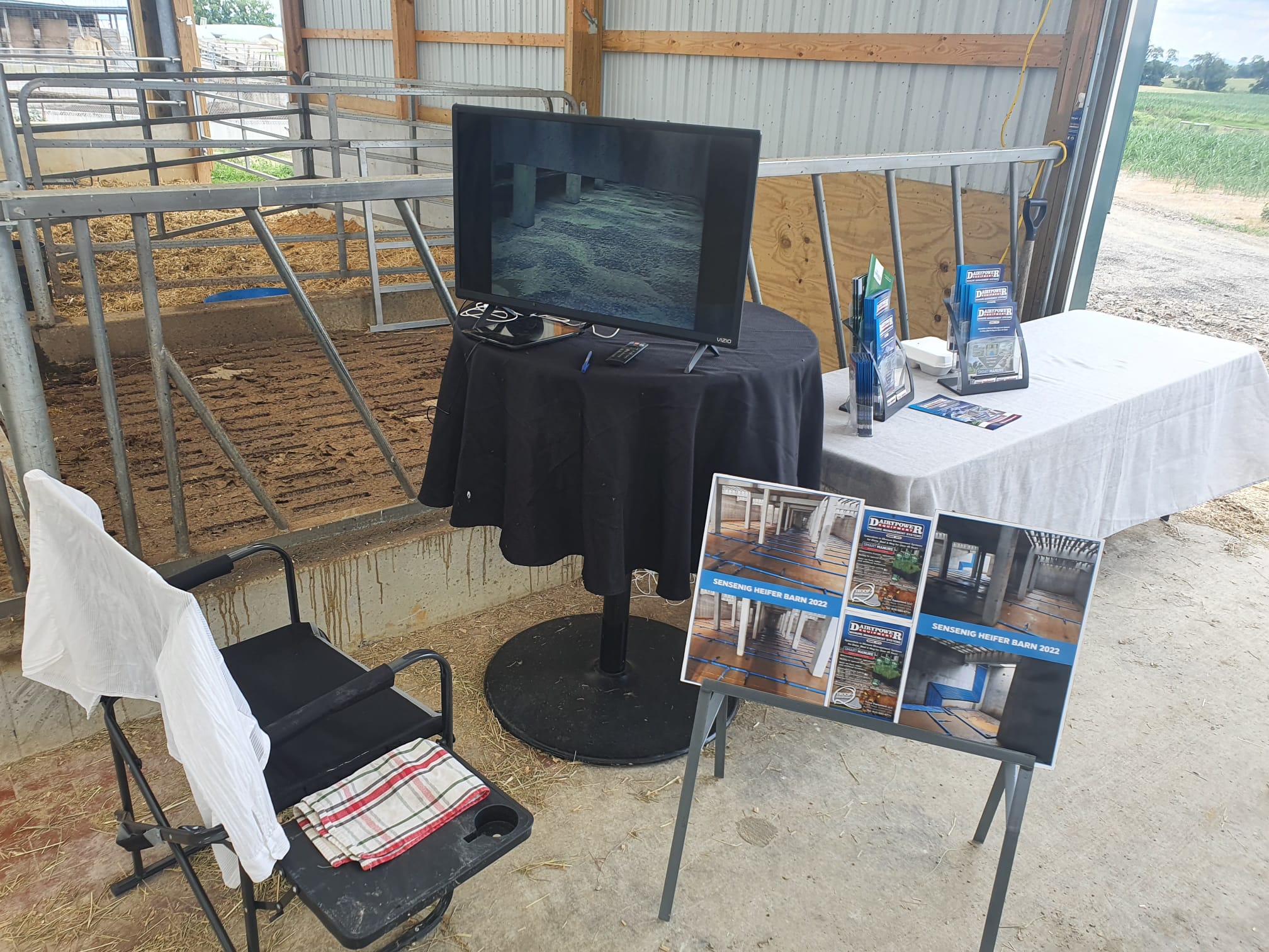 North American Manure Expo with Troop Equipment with product information on display